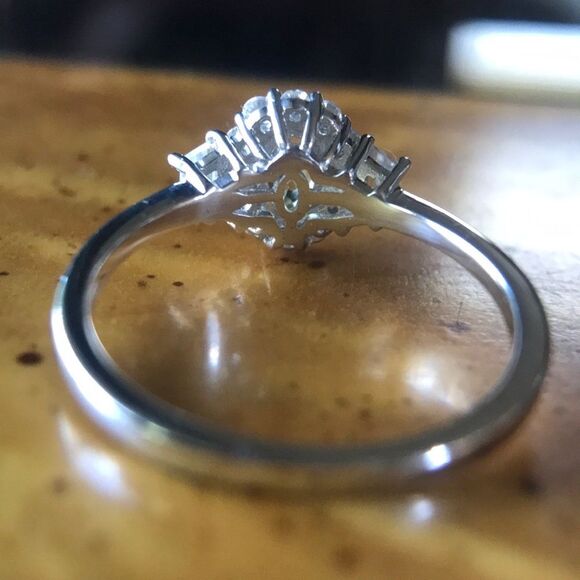 Natural Heliodor Yellow Beryl Sterling Silver Halo Ring Size 9 - Picture 8 of 8